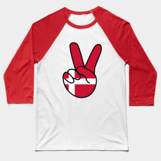 Denmark Flag V Sign Baseball T-Shirt